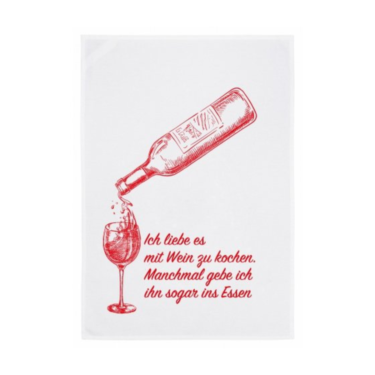 Geschirrtuch weiss, WEIN KOCHEN, rot - 17;30 Hamburg