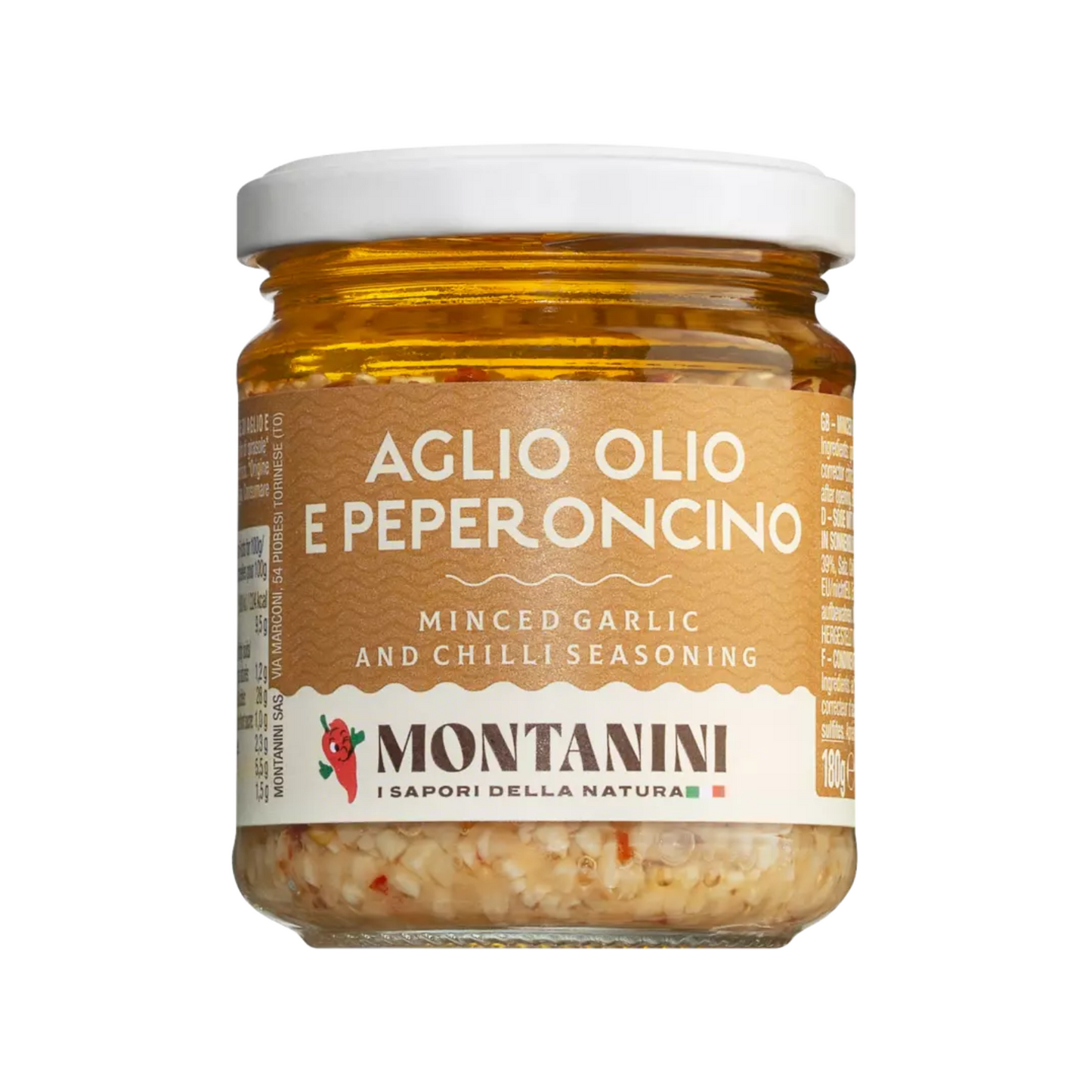 Gehackter Knoblauch mit Öl und Chili – Montanini, piemont – 180 g
