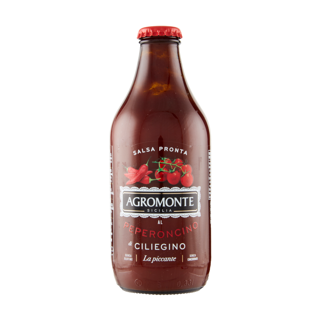 Fertige Kirschtomaten Sauce mit scharfem Peperoncino 330 g - Agromonte