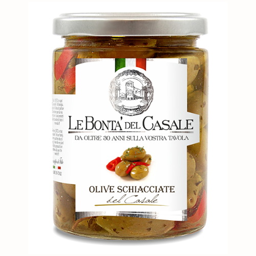 Mediterrane Kräuteroliven 280 g | Olive Schiacciate del Casale