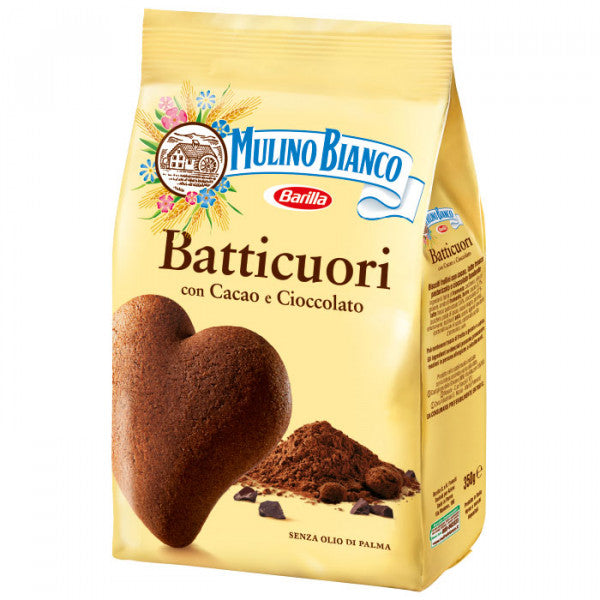 Mulino Bianco Batticuori – Italienische Schokoladenkekse in Herzform, 350 g