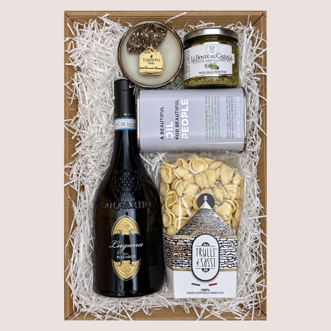 Italienische Genussbox mit Lugana, Pasta & Olivenöl