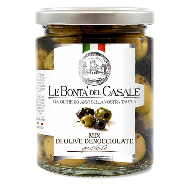 Entsteinter Olivenmix aus Italien 270 g | Grüne & schwarze Oliven