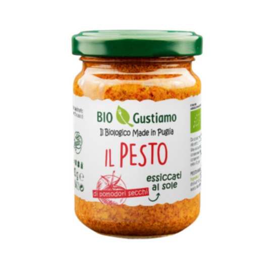Bio Pesto aus sonnengetrockneten Tomaten Vegan 140 g – Gustiamo